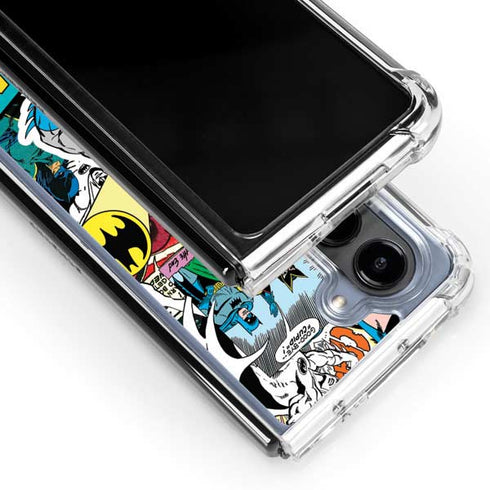DC Comics Batman Vintage Pose Collage Art Galaxy Z Fold5 5G Clear Case